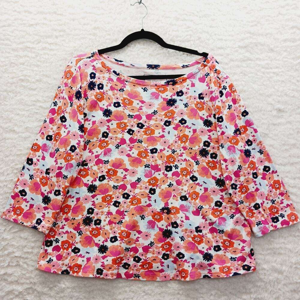 T-Shirt Pink Ditsy Floral Pima Cotton Bloomcore Comfortcore Casual Resort Sz XL
